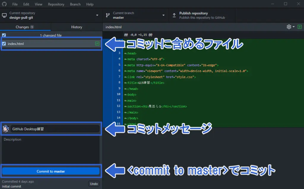 追加内容をコミット