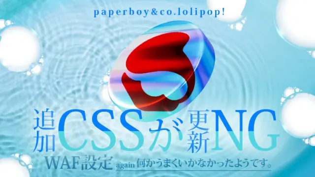 何かうまくいかなかったようです。時間を置いてもう一度お試しください。追加CSSが更新できな場合の対応(WAF設定)【ロリポップ】