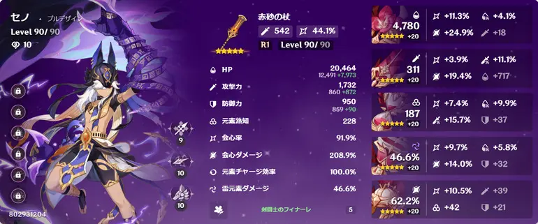 セノ 全ステータス